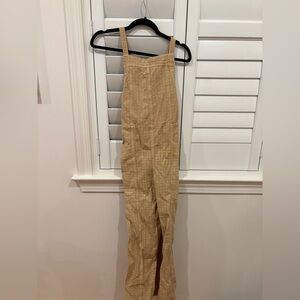 Free People Light Brown Textured Overalls